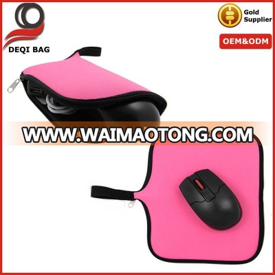 easy carrying waterproof travel mouse pad zipper around neoprene mouse pad